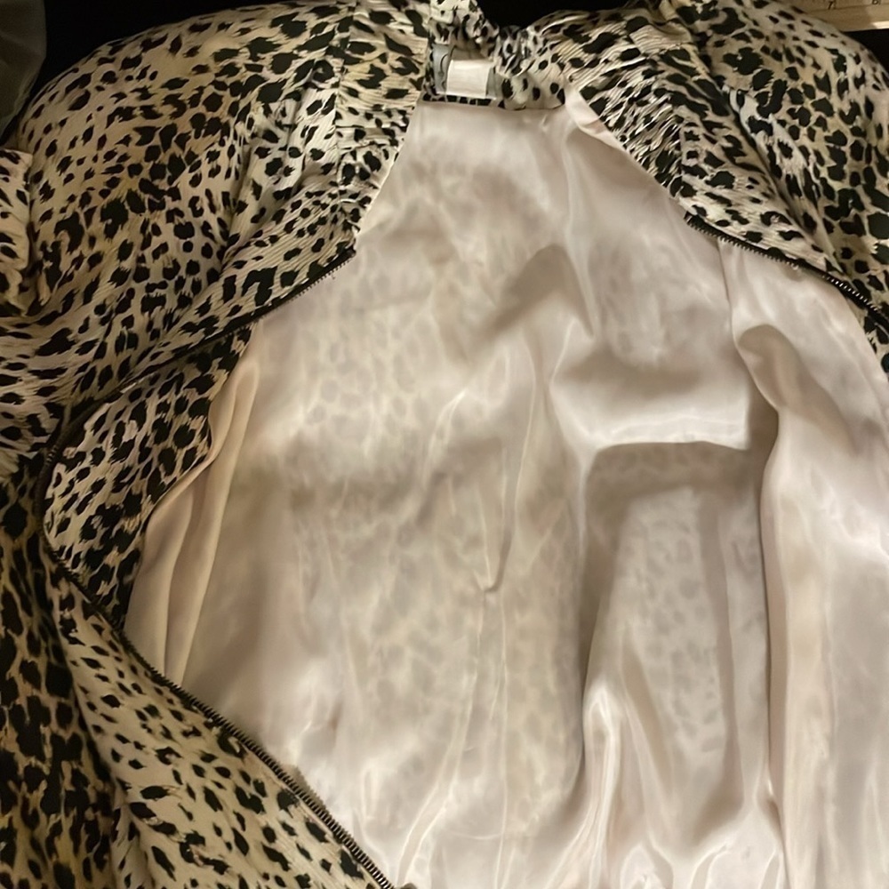 Gantos Vintage 1980s Bomber Jacket Size Medium Leopard Print Shoulder Pads - Picture 7 of 8